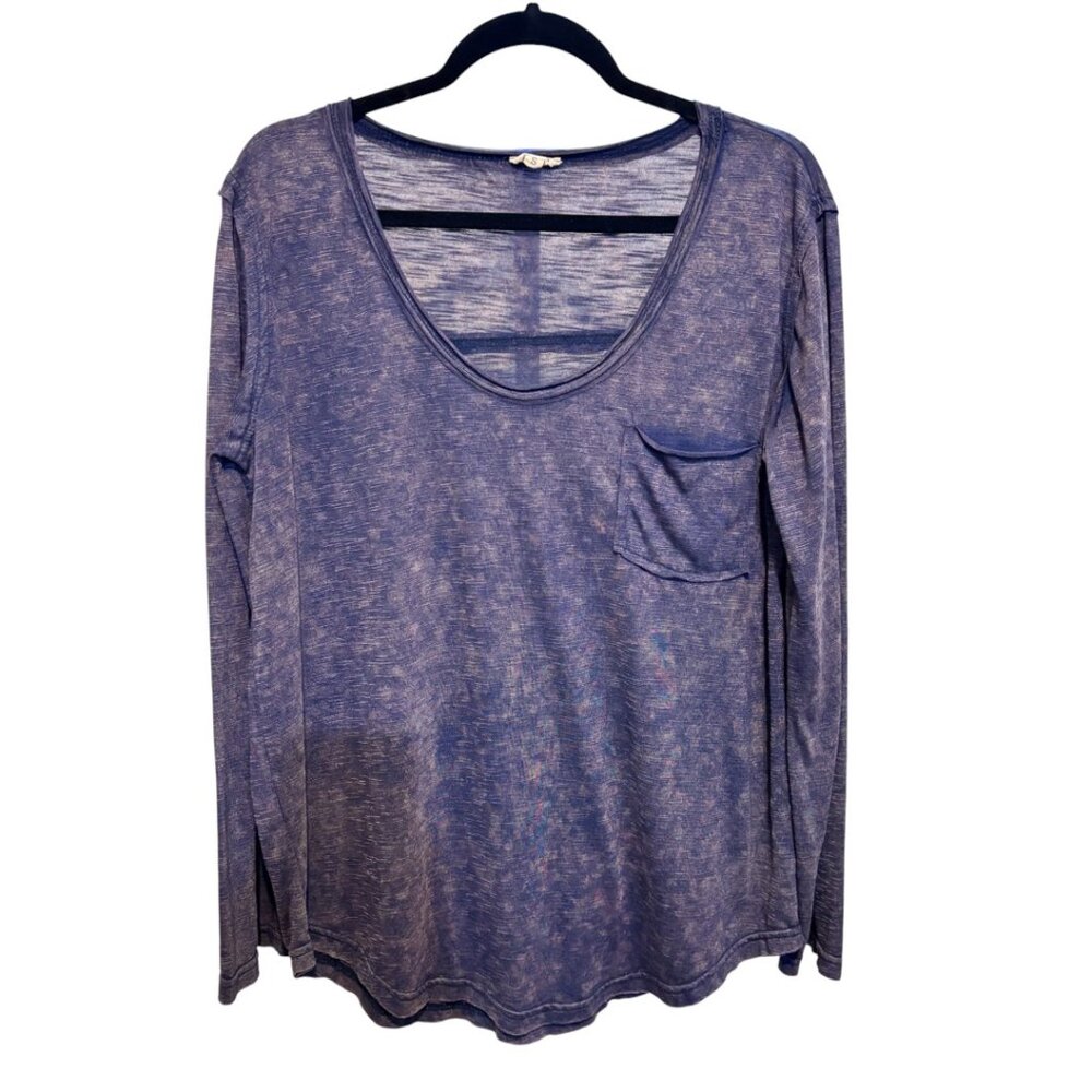 POL Purple Raw Edge Long Sleeve Shirt